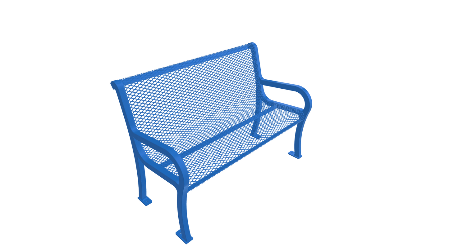 UltraPlay Lexington Outdoor Bench with Back 4'L - Surface Mount Legs - SchoolOutlet