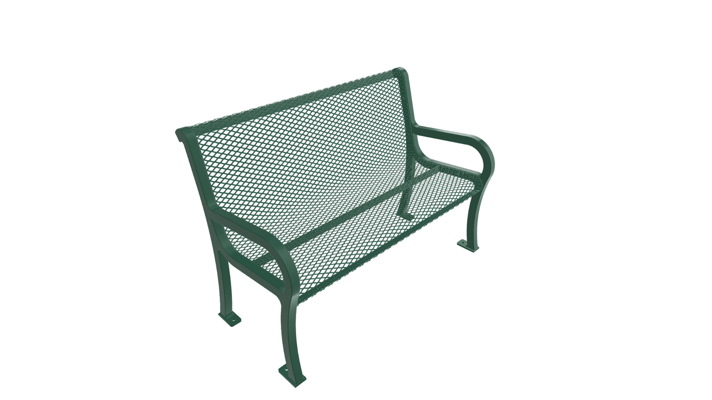 UltraPlay Lexington Outdoor Bench with Back 4'L - Surface Mount Legs - SchoolOutlet