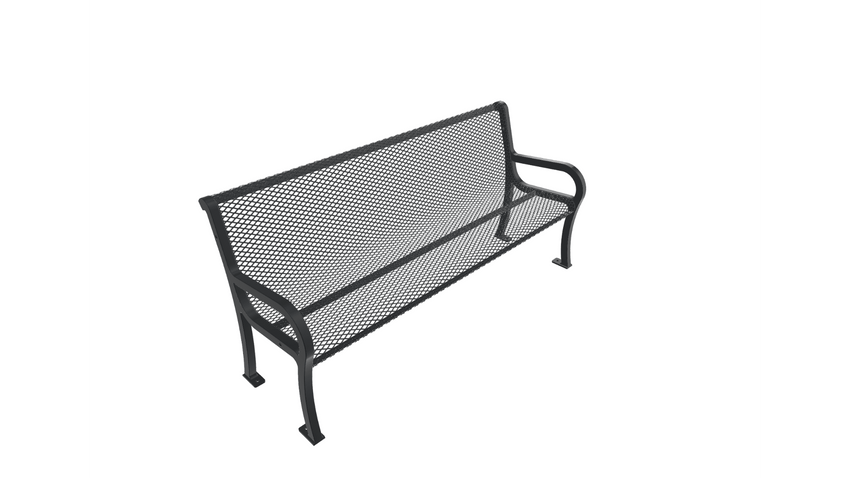 UltraPlay Lexington Outdoor Bench with Back 6'L - Surface Mount Legs - SchoolOutlet