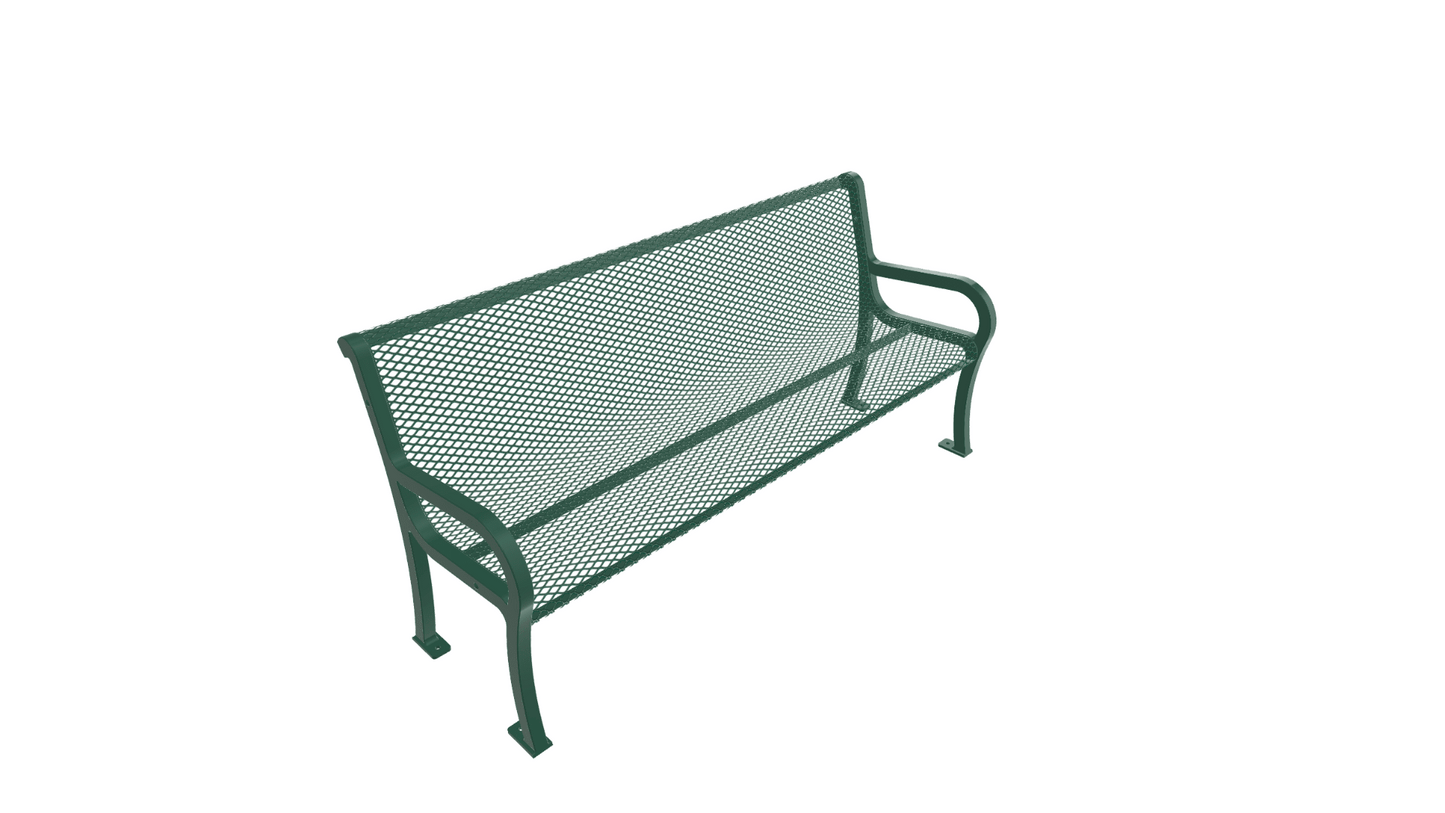 UltraPlay Lexington Outdoor Bench with Back 6'L - Surface Mount Legs - SchoolOutlet