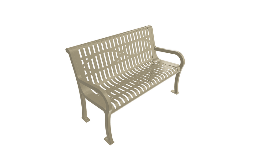 UltraPlay Lexington Outdoor Bench with Back 4'L - Surface Mount Legs - SchoolOutlet