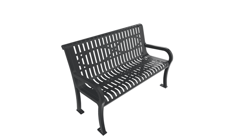 UltraPlay Lexington Outdoor Bench with Back 4'L - Surface Mount Legs - SchoolOutlet