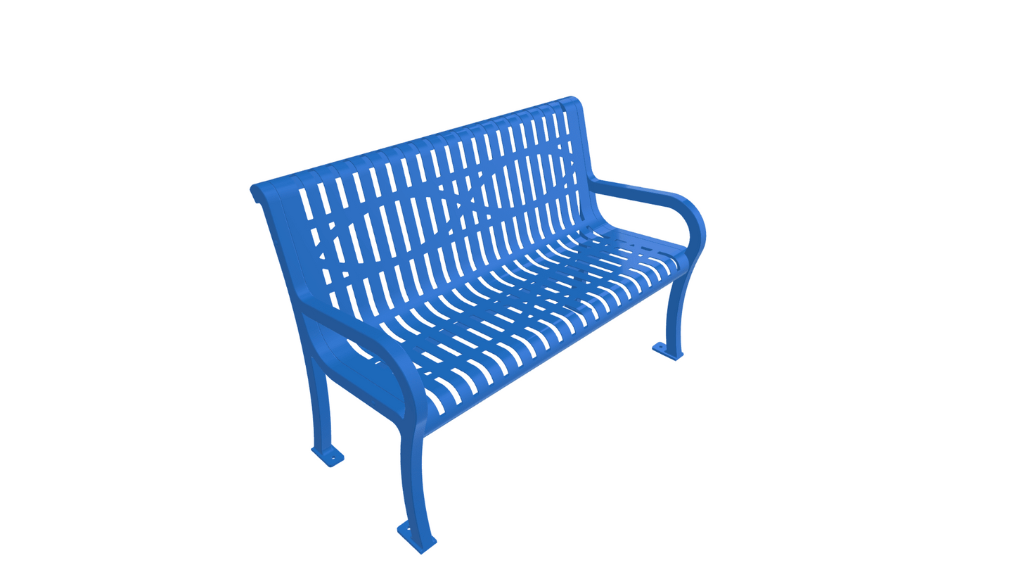 UltraPlay Lexington Outdoor Bench with Back 4'L - Surface Mount Legs - SchoolOutlet