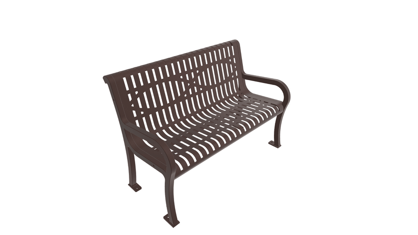 UltraPlay Lexington Outdoor Bench with Back 4'L - Surface Mount Legs - SchoolOutlet