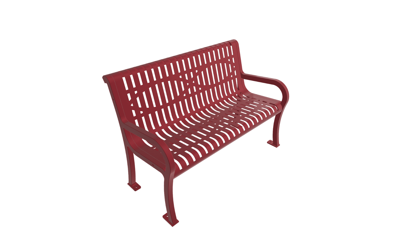 UltraPlay Lexington Outdoor Bench with Back 4'L - Surface Mount Legs - SchoolOutlet