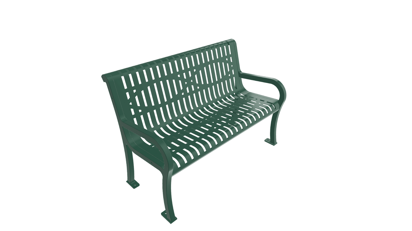 UltraPlay Lexington Outdoor Bench with Back 4'L - Surface Mount Legs - SchoolOutlet
