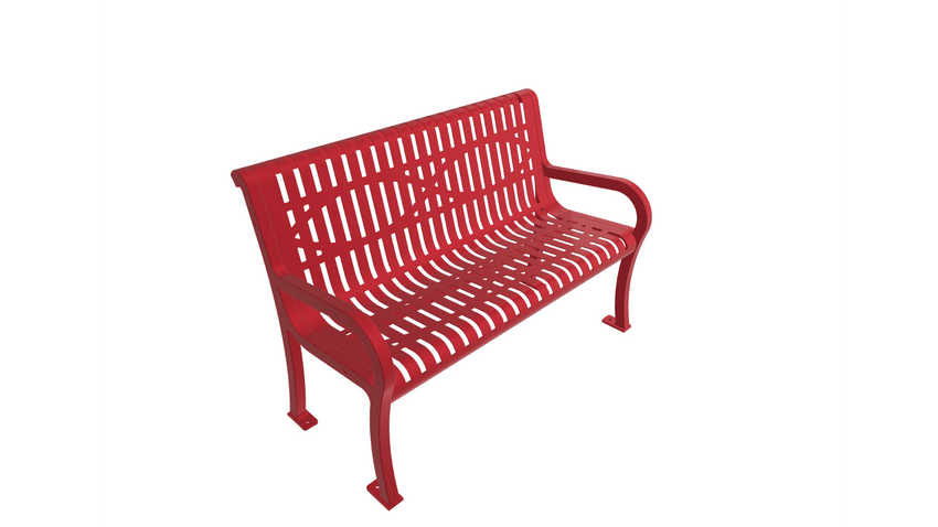 UltraPlay Lexington Outdoor Bench with Back 4'L - Surface Mount Legs - SchoolOutlet