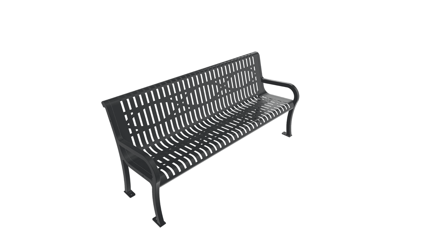 UltraPlay Lexington Outdoor Bench with Back 6'L - Surface Mount Legs - SchoolOutlet