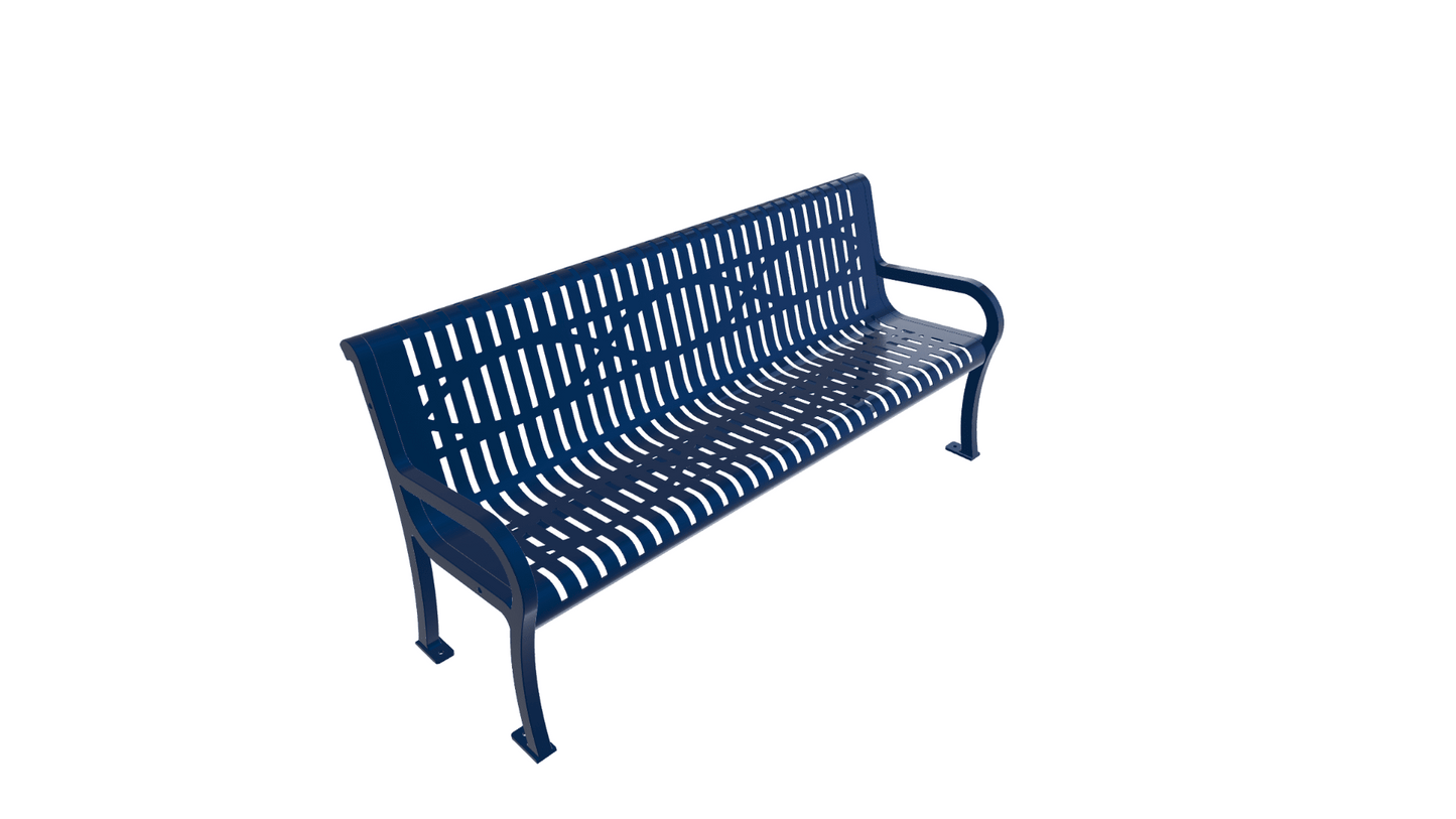 UltraPlay Lexington Outdoor Bench with Back 6'L - Surface Mount Legs - SchoolOutlet