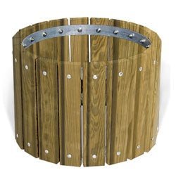 Round Pressure Treated Outdoor Wood Planter - 26.75" Diameter x 18" Height - SchoolOutlet