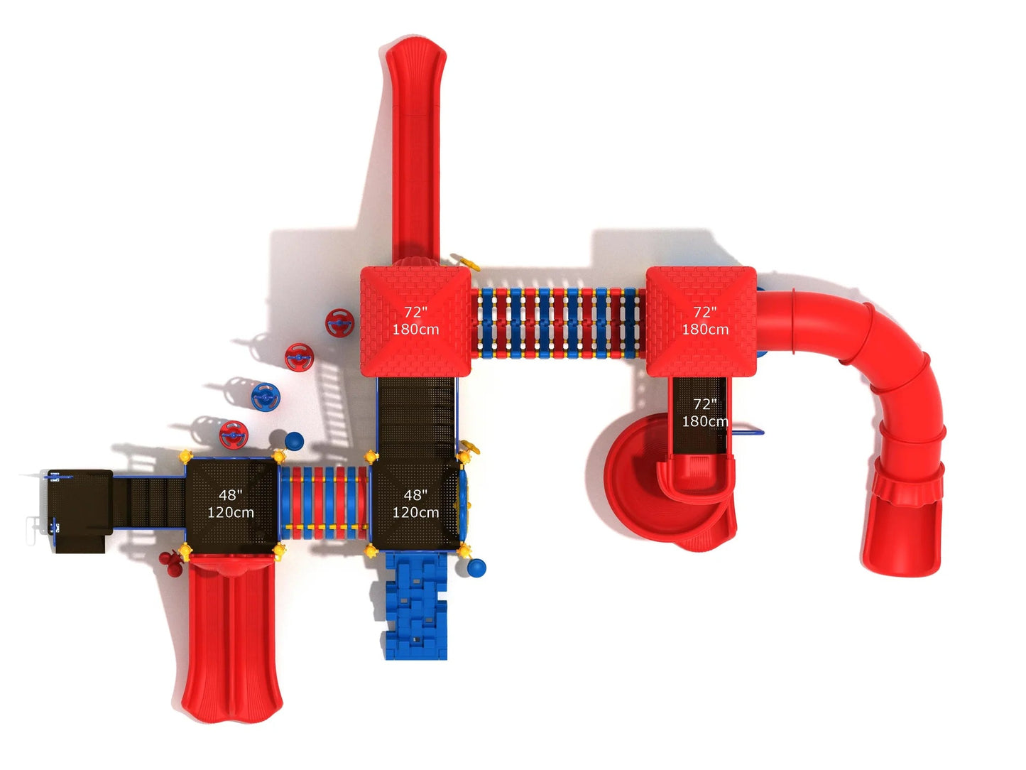 Playground Equipment Hickory Stick Red and Blue Playground Structure (PMF029) - SchoolOutlet