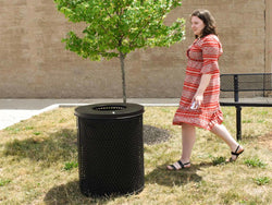 Playground Equipment 32 Gallon Expanded Steel Trash Receptacle with Liner (PSA003BKX)