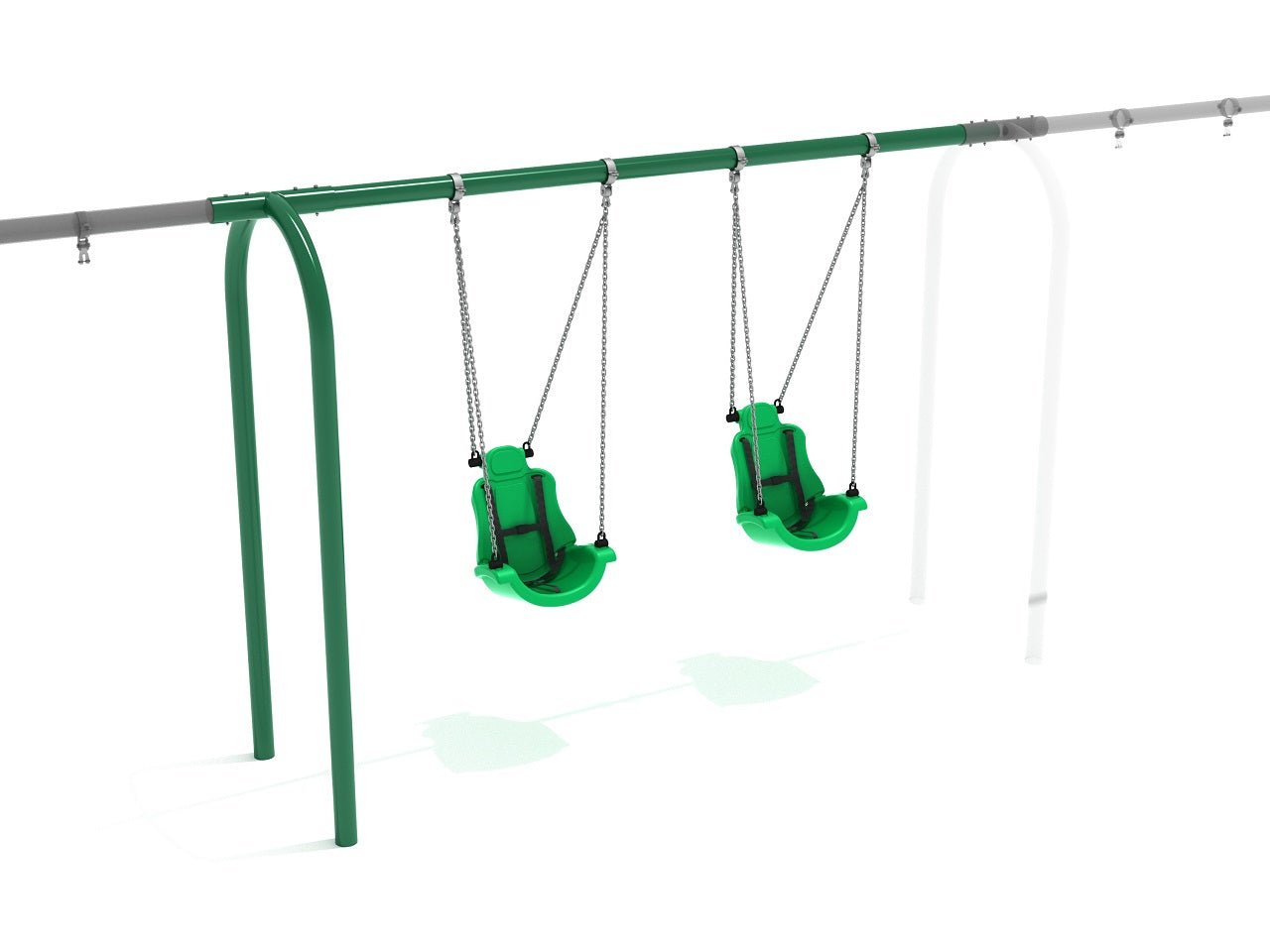 Playground Equipment 8 feet High Elite Arch Post Swing with Child Adaptive Seats - Add a Bay (PSWCA001ADWSX) - SchoolOutlet