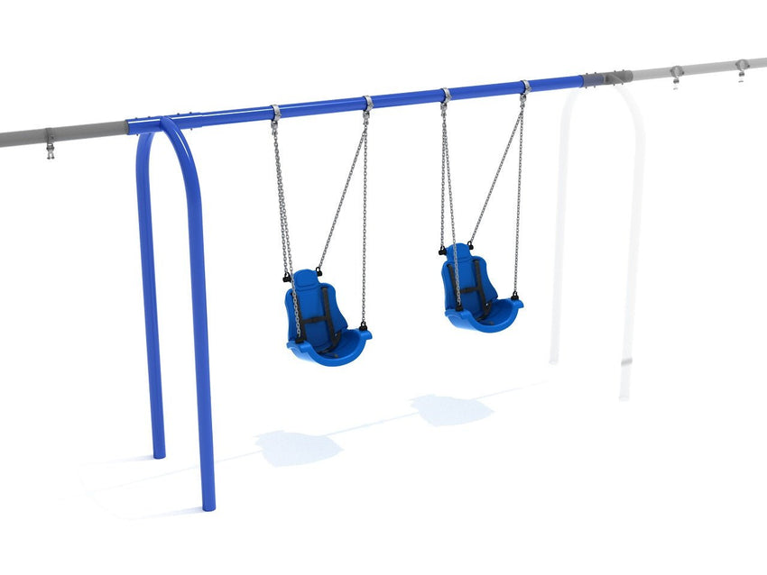 Playground Equipment 8 feet High Elite Arch Post Swing with Child Adaptive Seats - Add a Bay (PSWCA001ADWSX) - SchoolOutlet