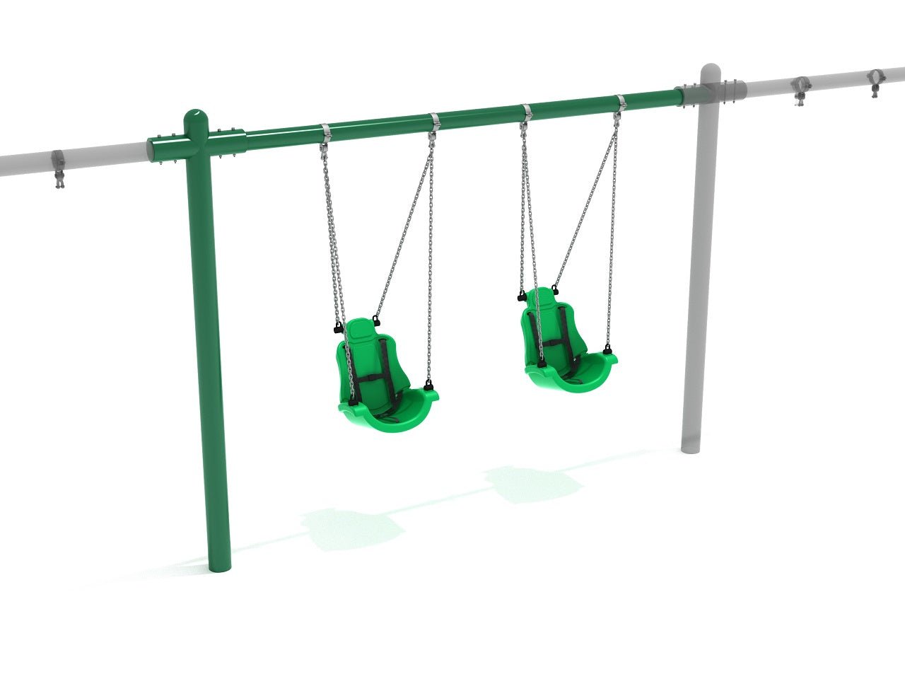 Playground Equipment 8 feet High Elite Single Post Swing with Child Adaptive Seats - Add a Bay (PSWCA002ADX) - SchoolOutlet