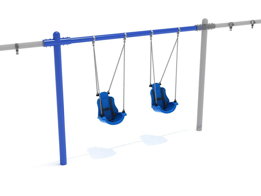 Playground Equipment 8 feet High Elite Single Post Swing with Child Adaptive Seats - Add a Bay (PSWCA002ADX) - SchoolOutlet