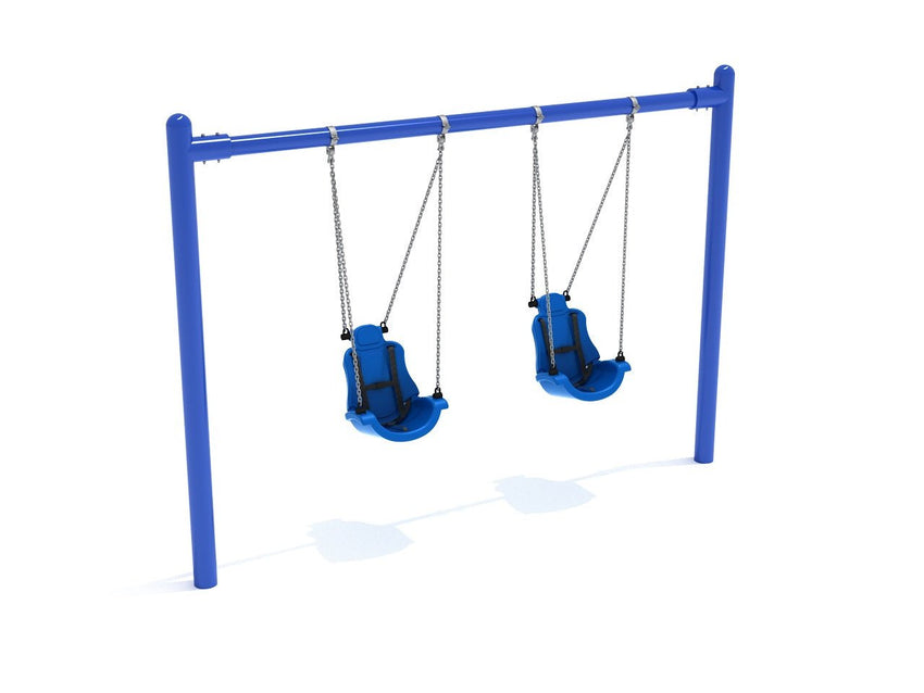 Playground Equipment 8 feet High Elite Single Post Swing with Child Adaptive Seats (PSWCA002WSX) - SchoolOutlet