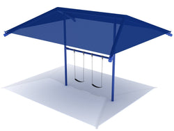 Playground Equipment 8 Feet Elite Single Post Swing With Shade - 1 Bay (PSWSH001X)