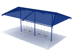 Playground Equipment 8 Feet Elite Single Post Swing With Shade - 2 Bays (PSWSH002X)