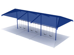 Playground Equipment 8 Feet Elite Single Post Swing With Shade - 3 Bays (PSWSH003X)