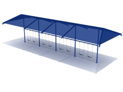 Playground Equipment 8 Feet Elite Single Post Swing With Shade - 4 Bays (PSWSH004X)
