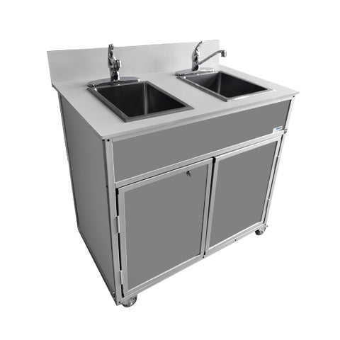 Self Contained NSF Certified Two 10" Deep Bowl Hand Washing Portable Sink (NS - 002) - SchoolOutlet