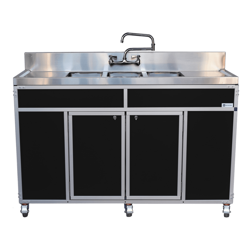 Three 10" Portable Utensil Deep Basins with Two Drainboards (NS - 003DB) - SchoolOutlet