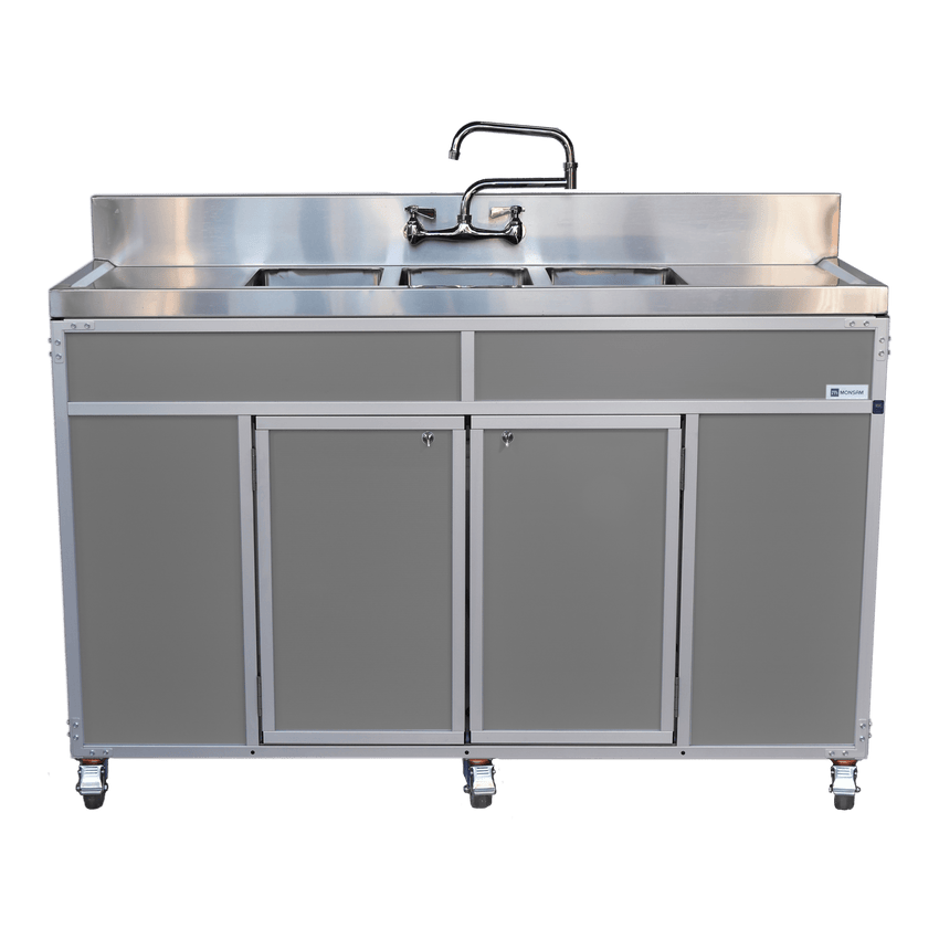 Three 10" Portable Utensil Deep Basins with Two Drainboards (NS - 003DB) - SchoolOutlet