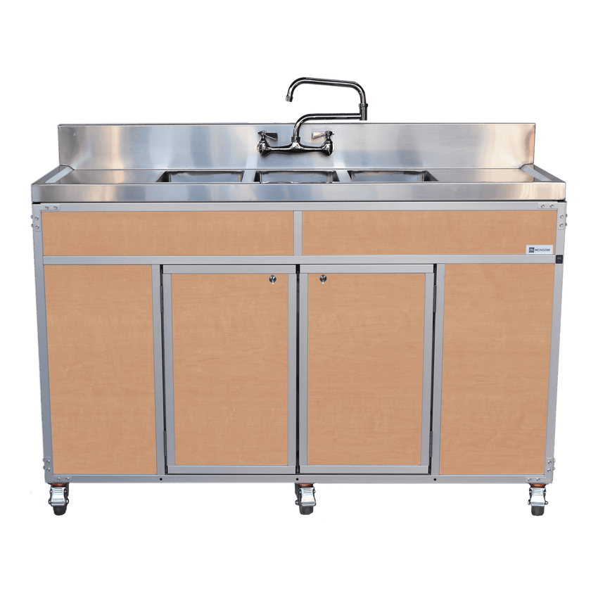 Three 10" Portable Utensil Deep Basins with Two Drainboards (NS - 003DB) - SchoolOutlet