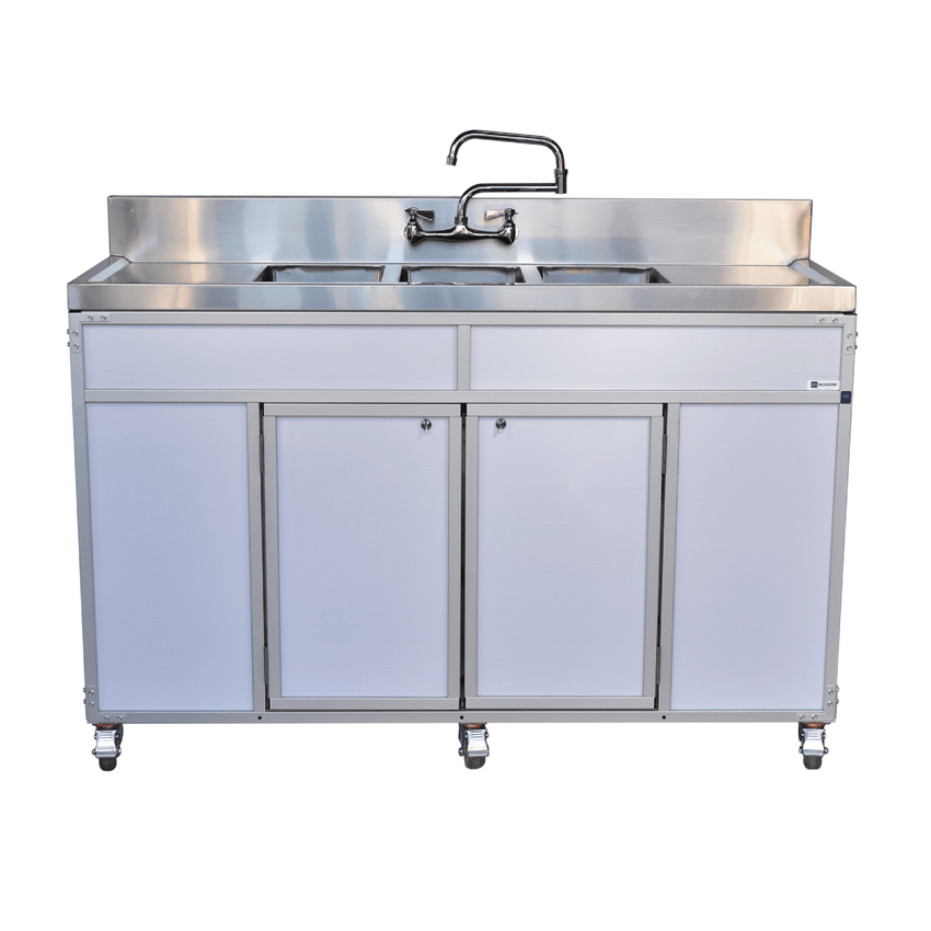 Three 10" Portable Utensil Deep Basins with Two Drainboards (NS - 003DB) - SchoolOutlet