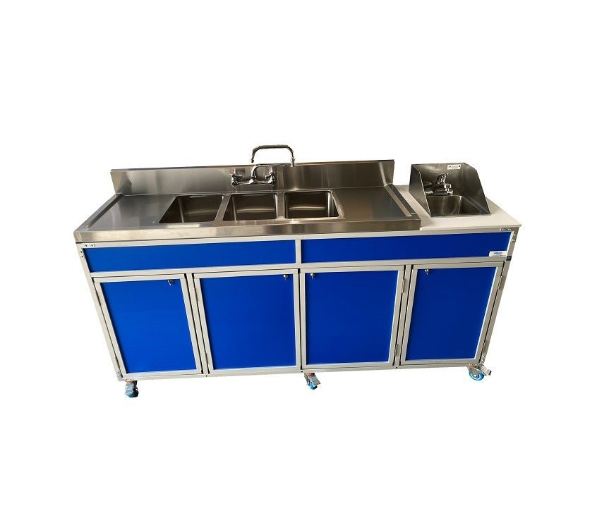Three 10" Deep Basins PLUS Handwashing Self Contained Restaurant Sink With Drain Boards (NS - 004DB) - SchoolOutlet