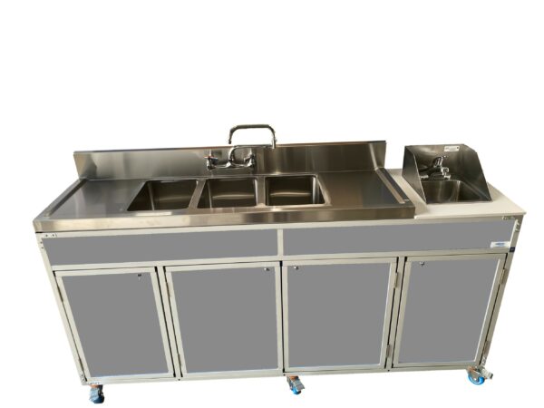 Three 10" Deep Basins PLUS Handwashing Self Contained Restaurant Sink With Drain Boards (NS - 004DB) - SchoolOutlet