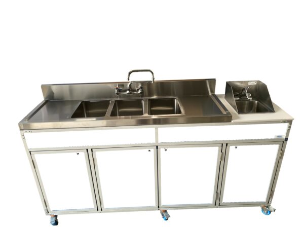 Three 10" Deep Basins PLUS Handwashing Self Contained Restaurant Sink With Drain Boards (NS - 004DB) - SchoolOutlet