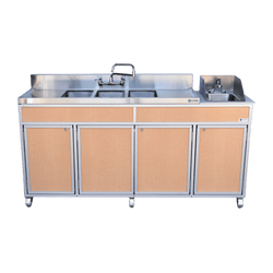 Three 10" Deep Basins PLUS Handwashing Self Contained Restaurant Sink With Drain Boards (NS-004DB)
