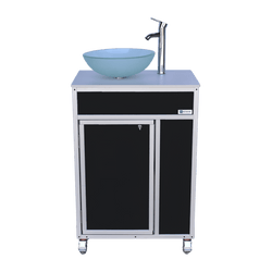 Luxury Portable Sink with Frosted Glass Vessel - ALUMINUM FRAME (PSE-010)