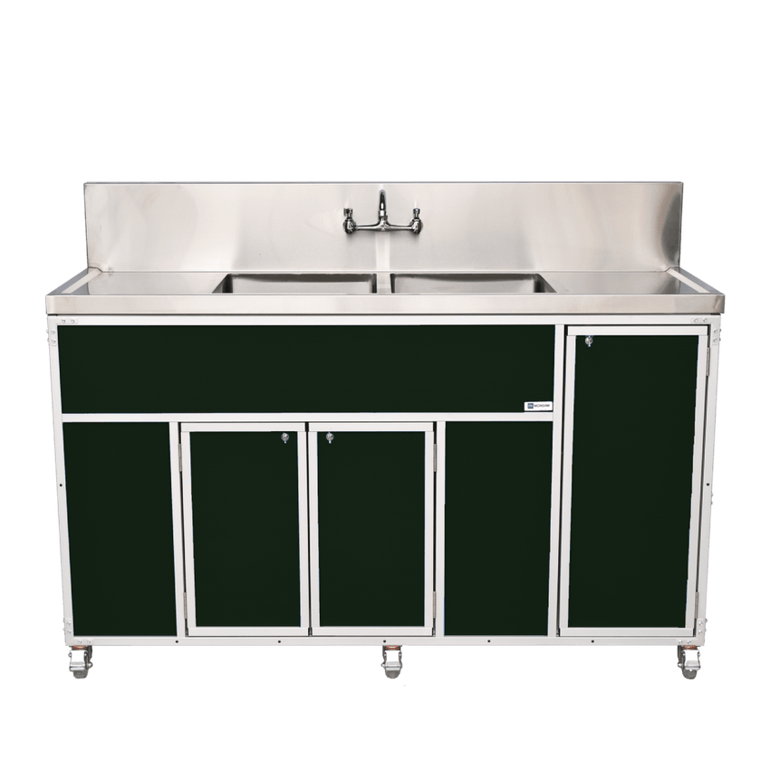 Commercial Double 12" Deep Basins w/Two Drainboards (PSE - 2002LA) - SchoolOutlet