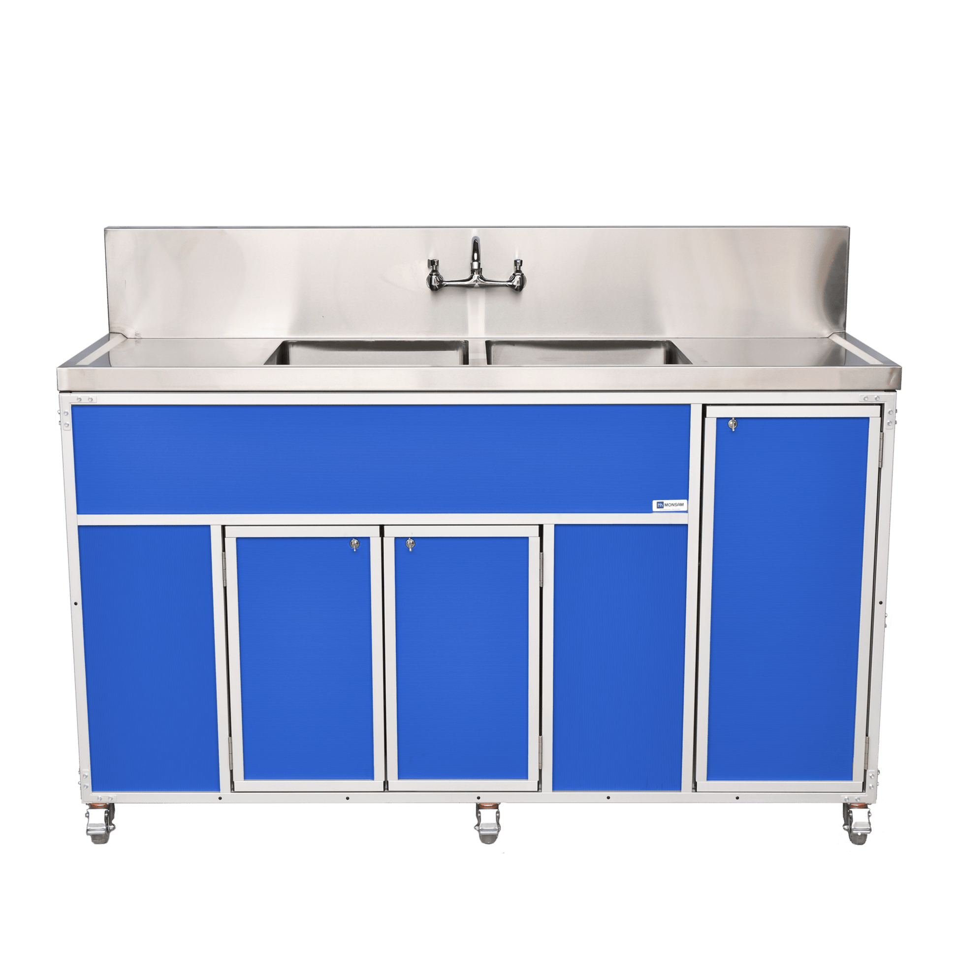 Commercial Double 12" Deep Basins w/Two Drainboards (PSE - 2002LA) - SchoolOutlet