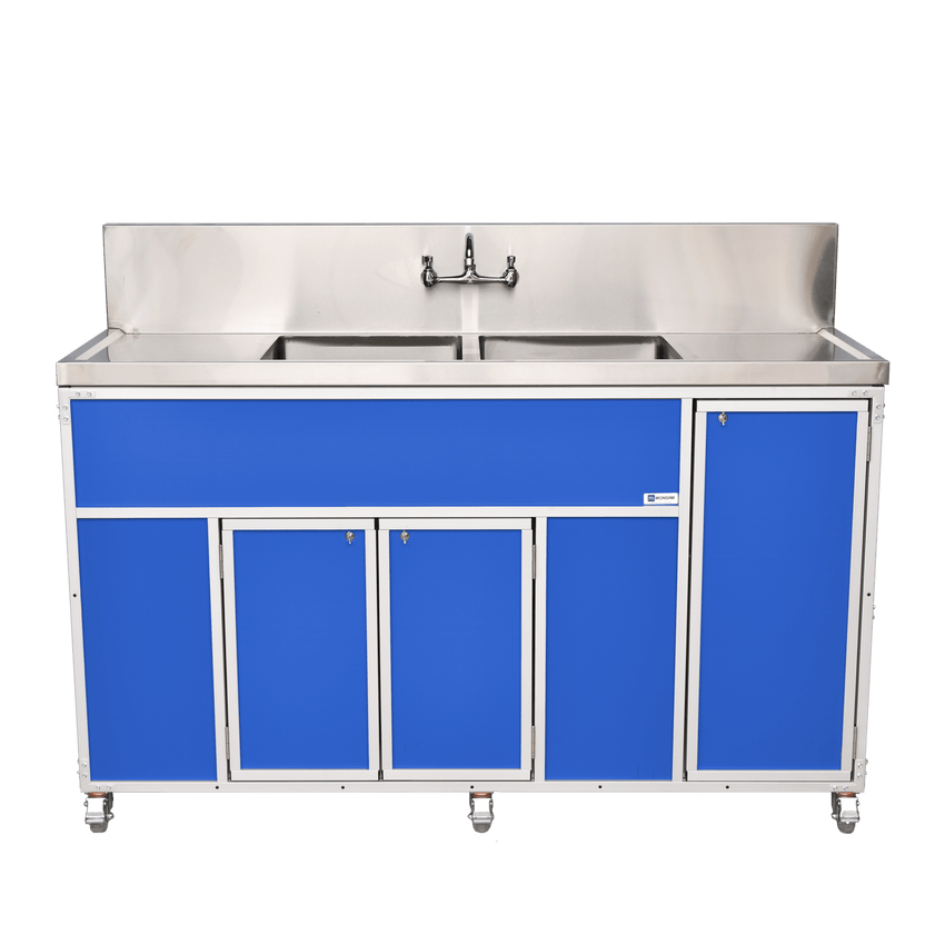 Commercial Double 12" Deep Basins w/Two Drainboards (PSE - 2002LA) - SchoolOutlet