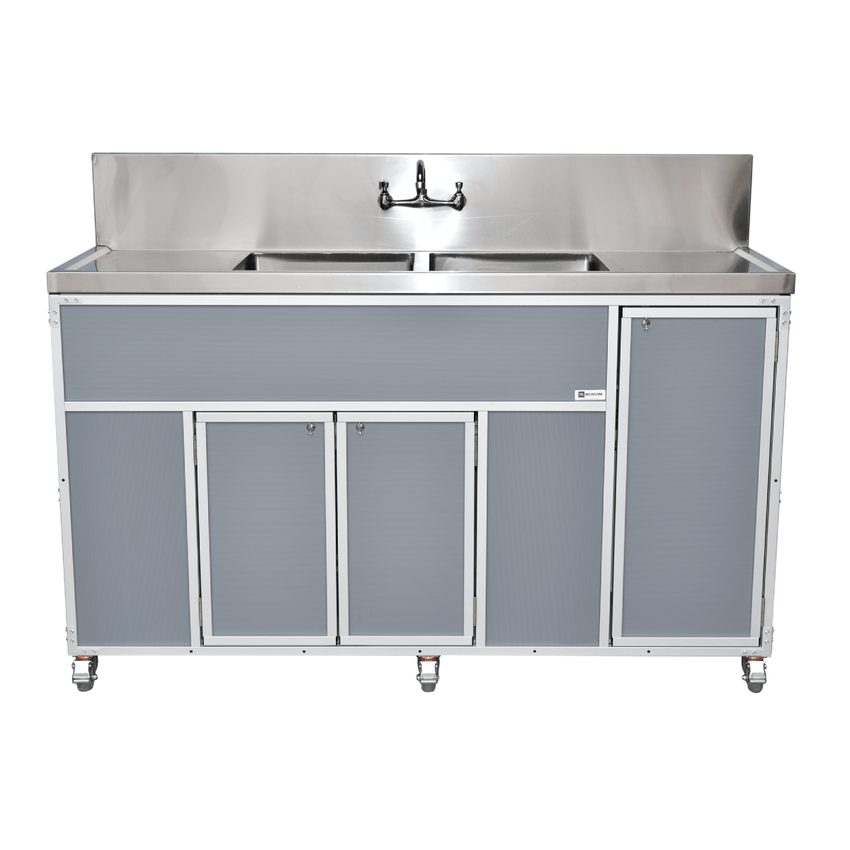 Commercial Double 12" Deep Basins w/Two Drainboards (PSE - 2002LA) - SchoolOutlet