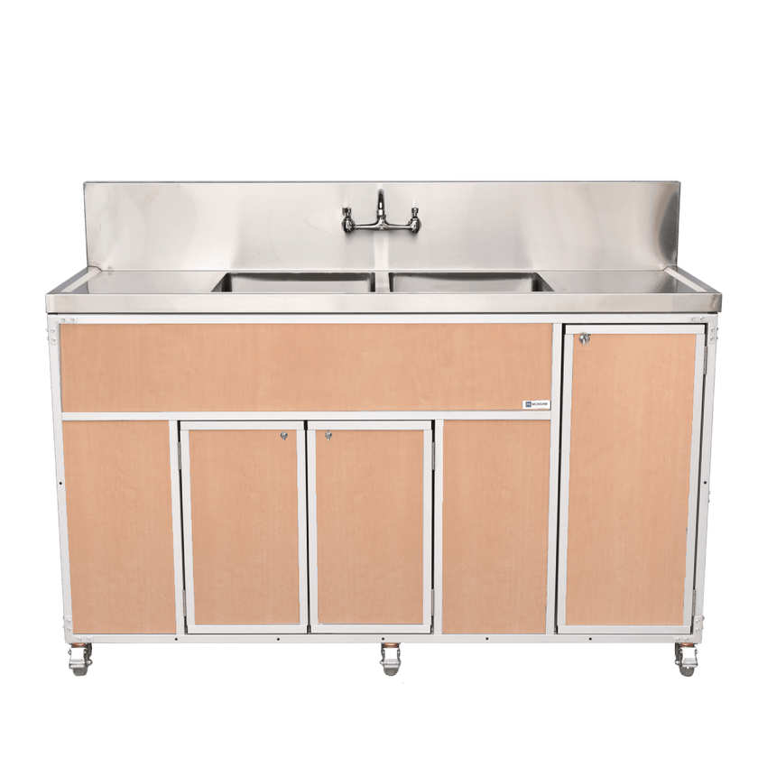 Commercial Double 12" Deep Basins w/Two Drainboards (PSE - 2002LA) - SchoolOutlet