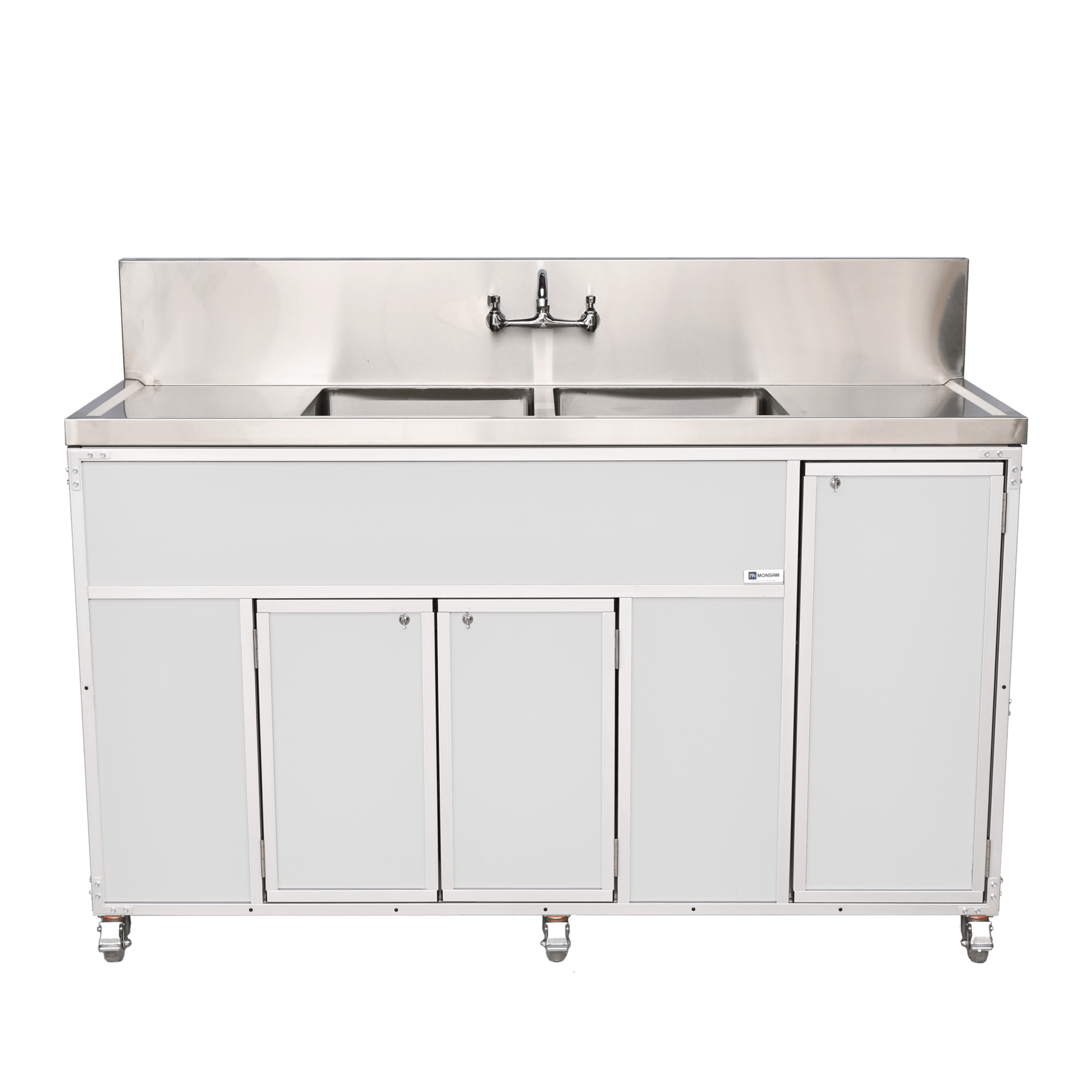 Commercial Double 12" Deep Basins w/Two Drainboards (PSE - 2002LA) - SchoolOutlet