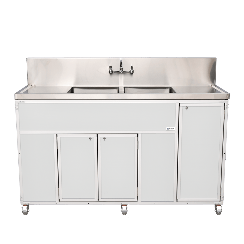 Commercial Double 12" Deep Basins w/Two Drainboards (PSE - 2002LA) - SchoolOutlet