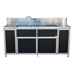 Commercial Three 12" Deep Basins w/Two Drainboards (PSE-2003LA)