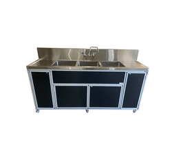 Commercial Three 12" Deep Basins w/Two Drainboards (PSE-2003LA)