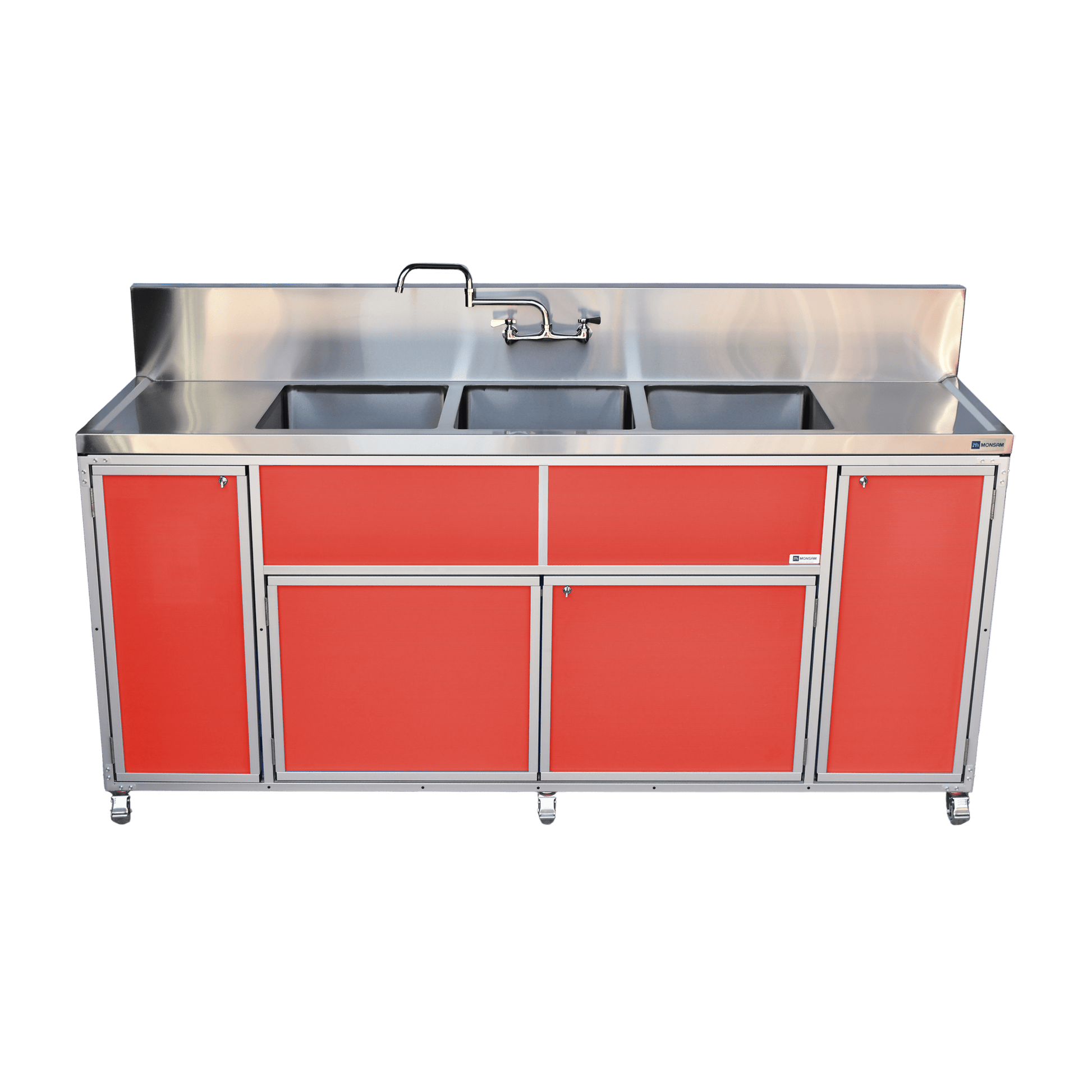 Commercial Three 12" Deep Basins w/Two Drainboards (PSE - 2003LA) - SchoolOutlet