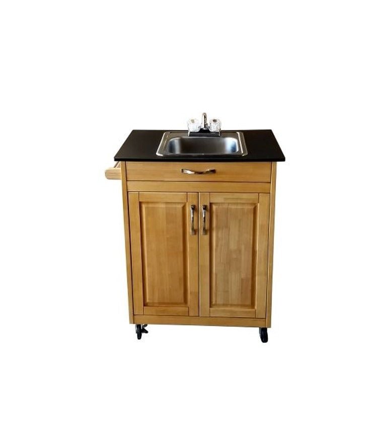 Wood Cabinet Single 6" Deep Basin Portable Sink (PSW - 009S) - SchoolOutlet