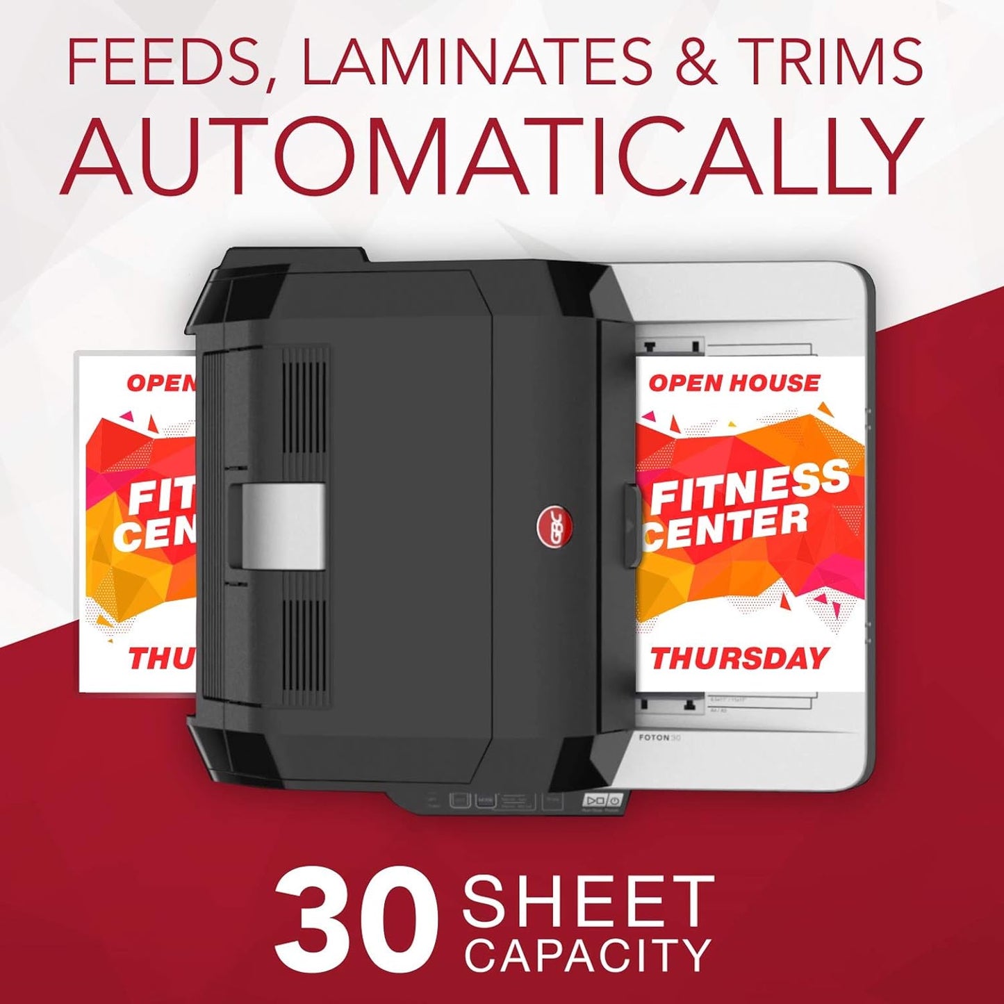 GBC Foton 30 Heat Lamination 11" max width Automated Pouch-Free Laminator, Starter Film Cartridge Included, Thickness 3-5 mil (FOTON30120NA) - SchoolOutlet