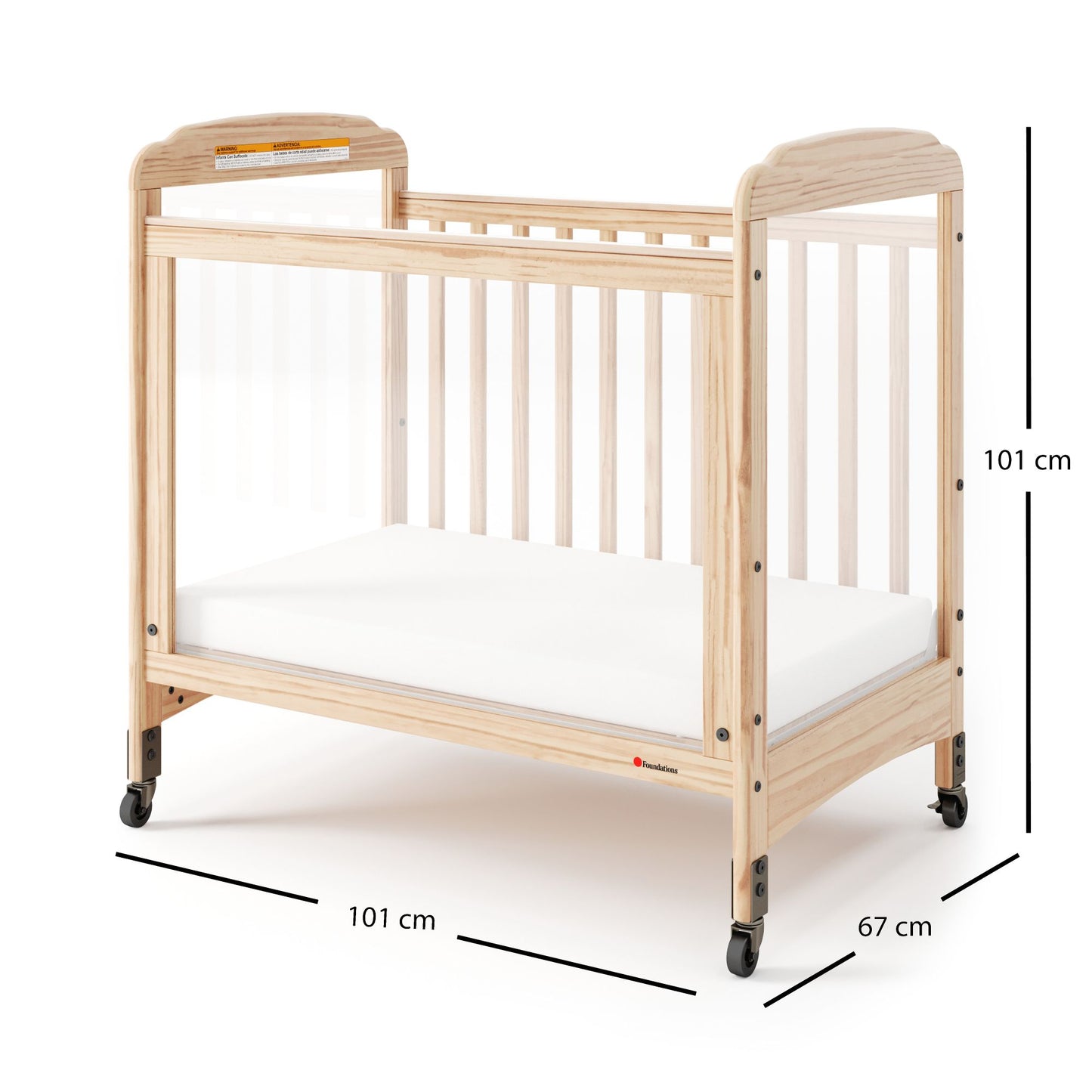Foundations - Next Gen Serenity SafeReach Side Gate Compact Crib - Clearview (Both Ends) Natural (FOU-2538040)