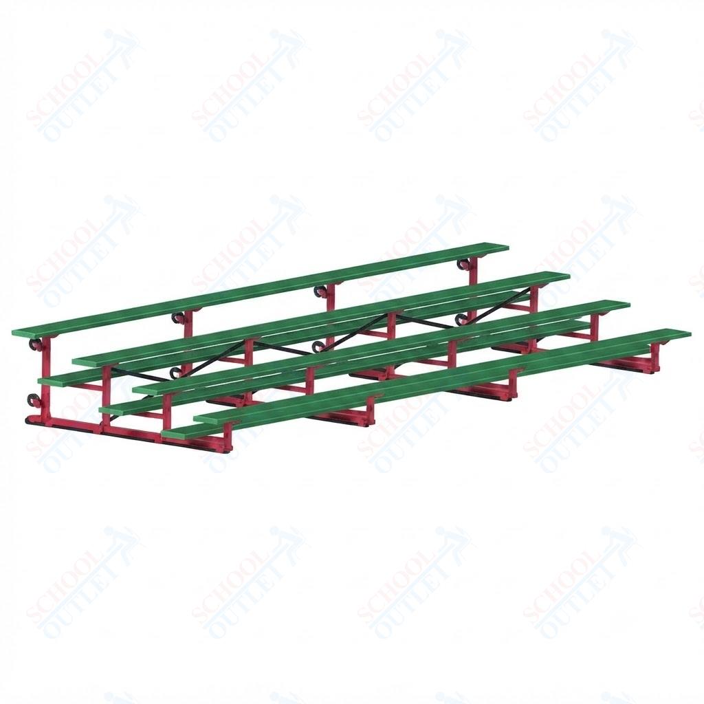 Jaypro Sports Bleacher - 4 Row - Tip & Roll, Single Foot Plank, Powder Coated - 21' L (BLCH-421TRGPC)
