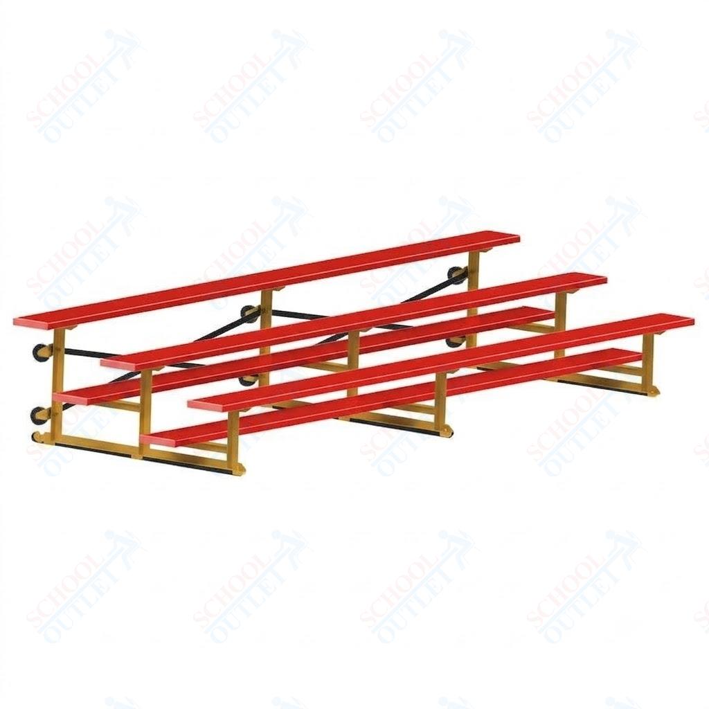 Jaypro Sports Bleacher - 3 Row - Tip & Roll, Single Foot Plank, Powder Coated - 15' L (BLCH-3TRGPC)